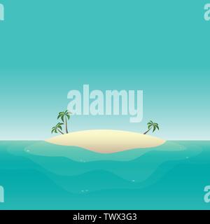 Summer background - sandy island at ocean vector illustration Stock Vector