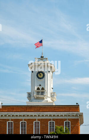 Clock Tower, First National Bank of Greencastle Building, 40 Center Square, Greencastle, Pennsylvania Stock Photo