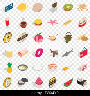 Pineapple icons set, isometric style Stock Vector