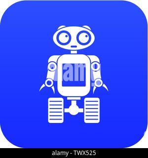 Robot on wheels icon digital blue Stock Vector