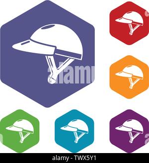 Bike helmet girl icons vector hexahedron Stock Vector