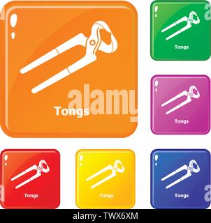 Tongs icons set vector color Stock Vector