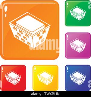 Clothes in basket icons set vector color Stock Vector