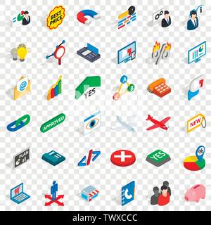 Transaction icons set, isometric style Stock Vector