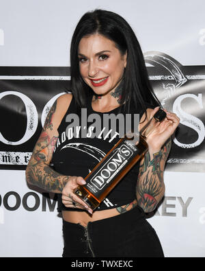 June 22, 2019 - Glendale, California, USA - Joanna Angel attends Doom's Whiskey Tasting at Remedy Liquors in Glendale, California. (Credit Image: © Billy Bennight/ZUMA Wire) Stock Photo