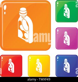 Washing conditioner icons set vector color Stock Vector