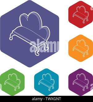 Retro sofa icons vector hexahedron Stock Vector