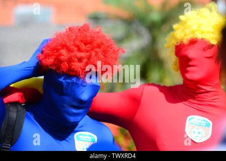 Salvador, Brazil. 23rd June 2019, Itaipava Arena Fonte Nova, Salvador, Bahia, Brazil; Copa America international football, Colombia versus Paraguay; Fans of Colombia Credit: Action Plus Sports Images/Alamy Live News Stock Photo