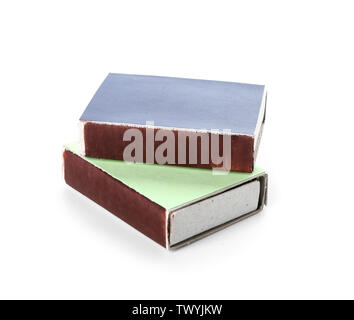 Boxes with matches on white background Stock Photo