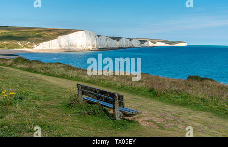 White cliffs (Seven Sisters) East Sussex, English Coastline, UK Stock Photo