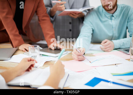 Background image of business team collaborating on project n modern office, copy space Stock Photo