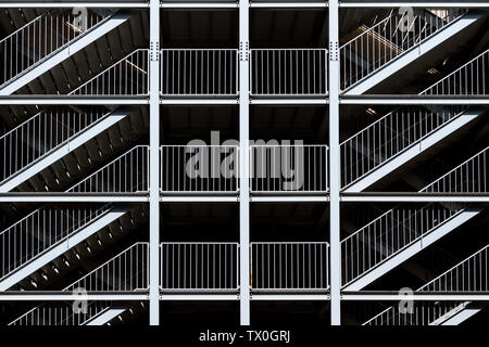 Abstract detail image of some metal stairs on a building in Tokyo, Japan. Stock Photo