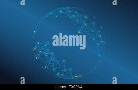Abstract Earth composed of interconnected dot lines, scientific and technological background, with the significance of global network connection Stock Photo