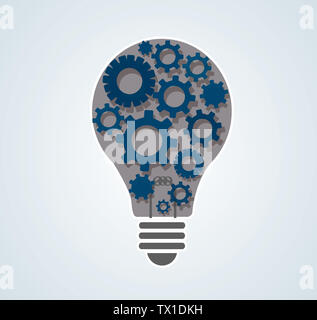 gears in light bulb shape , abstract gears concept of thinking Stock Photo