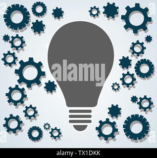 gears in light bulb shape , abstract gears concept of thinking background Stock Photo