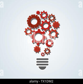gears in light bulb shape , abstract gears concept of thinking Stock Photo