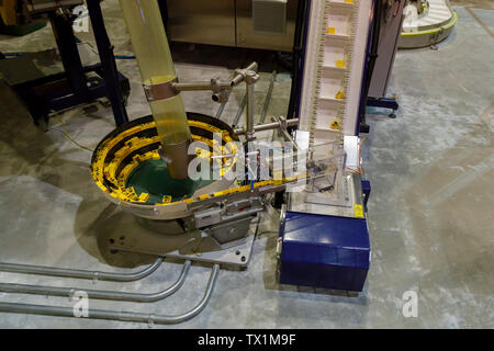 DUBAI, UAE, JANUARY 09, 2019: Technological process of creating Lego bricks in Legoland Stock Photo