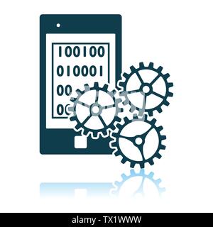 Mobile Development Icon. Shadow Reflection Design. Vector Illustration. Stock Vector