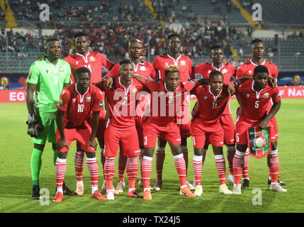 Cairo. 23rd June, 2019. Players of Kenya line up ahead of the 2019 African Cup of Nations Group C match between Algeria and Kenya in Cario, Egypt on June 23, 2019. Algeria won 2-0. Credit: Wu Huiwo/Xinhua/Alamy Live News Stock Photo