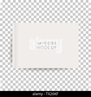 A4 sized mockup of a landscape-oriented magazine or catalogue. Blank sheet of paper. Element for advertising and promotional message. 3d vector illust Stock Vector