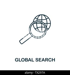 Global Search vector icon symbol in outline style. Creative sign from human resources icons collection. Thin line Global Search icon for computer and Stock Vector