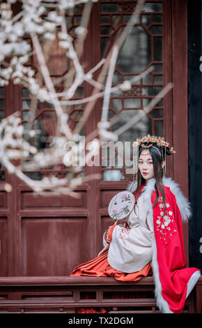 Ancient costume Chinese style winter plum blossom portrait girl ...