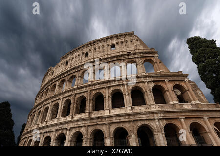 Rome Coliseum with cloudy sky. Amphitheatrum Flavium 72 a.D. Latium, Italy, Europe Stock Photo