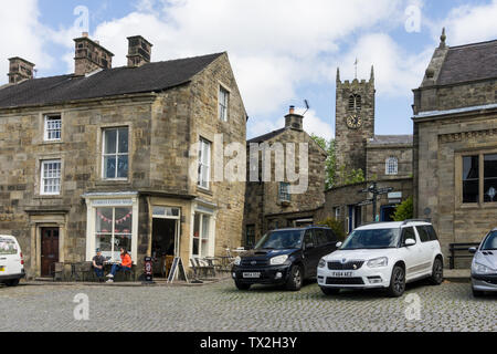 The historic Market Square in the village of Longnor, Staffordshire, UK Stock Photo