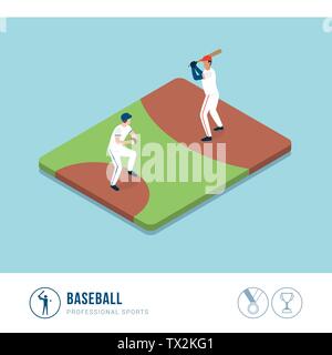 Professional sports competition: baseball game and players Stock Vector
