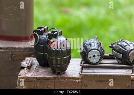 Second World War Hand Grenades, UK Stock Photo