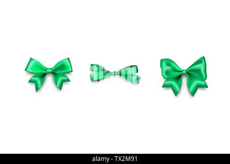 Realistic shiny green ribbon isolated on white Vector Image