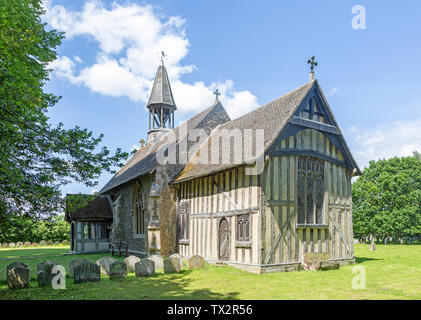 Village parish church of All Saints, Crowfield, Suffolk, England, UK with wooden timber framed chancel Stock Photo