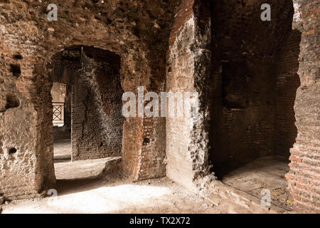 Rome. Italy. Insula dell' Ara Coeli, remains of a Roman apartment block from the 2nd century AD, interior view of the third floor. Stock Photo