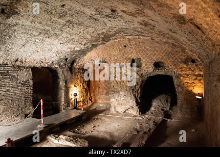 Rome. Italy. Insula dell' Ara Coeli, remains of a Roman apartment block from the 2nd century AD, interior view of the second floor. Stock Photo