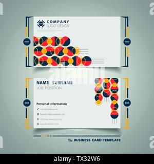Abstract circle colorful geometry name card design simple template. You can use for name card template, business template design, corporate artwork. Stock Vector