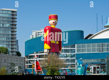 Worlds Tallest Tin Soldier in New Westminster, British Columbia, Canada.  Fraser River Discovery Centre in New West, BC. Stock Photo