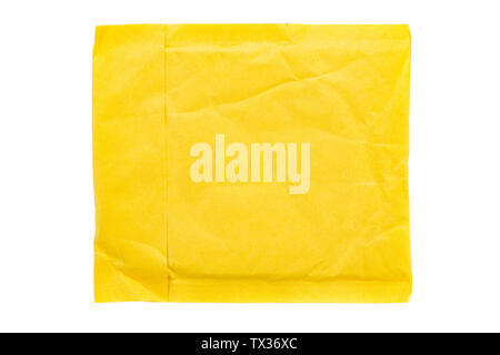yellow postal bag for packing parcels. Isolated on white background. space for text.  File contains clipping path Stock Photo