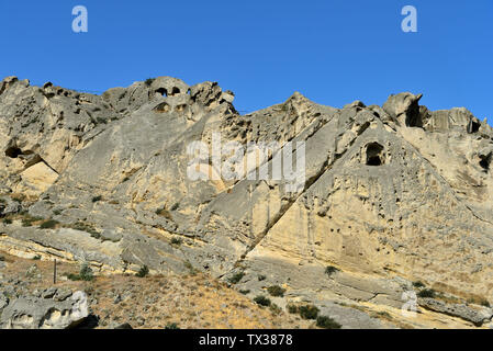 Ancient cave city Uplistsikhe, view from the valley. Georgia Stock Photo