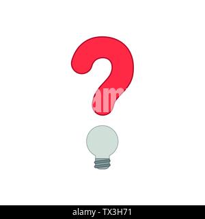 Vector icon concept of red question mark with grey light bulb. Colored outlines. Stock Vector