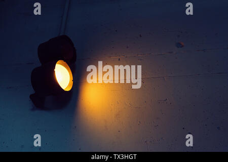 Yellow subway light in tunnel Stock Photo