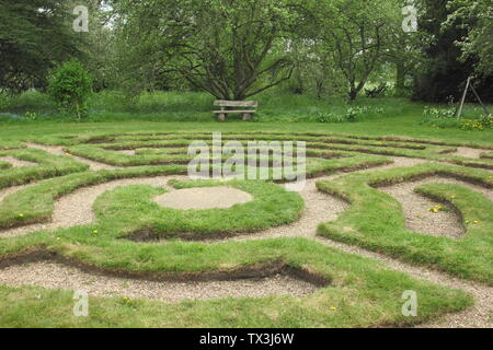 Turf maze at Doddington Hall and Gardens, Lincolnshire,England, UK Stock Photo