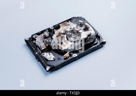 Burned external hard disk drive Stock Photo