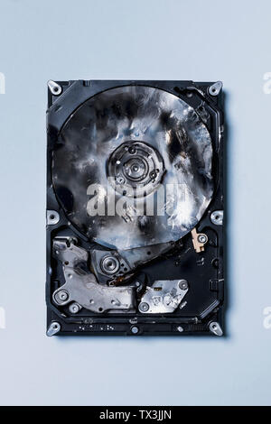 View from above burned CD-ROM drive Stock Photo