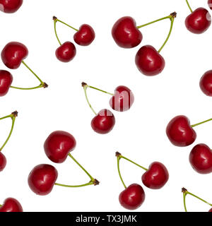 Seamless pattern of cherry on white background. Stock Photo