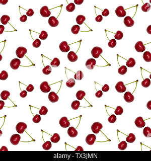 Seamless pattern of cherry on white background. Stock Photo