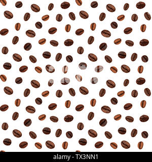 Seamless Coffee beans pattern isolated on white background Stock Photo
