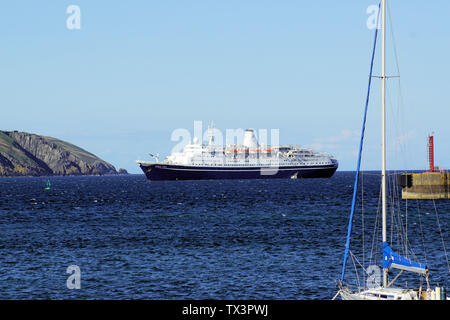 Cruise ship Marco Polo anchored in Douglas Bay, Isle of Man Stock Photo