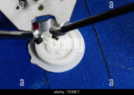 3D printer is printing bitcoin model Stock Photo