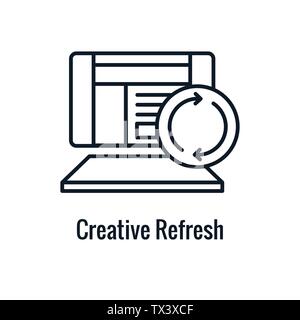 Website Update Icon - with some arrows thin line outline imagery Stock Vector