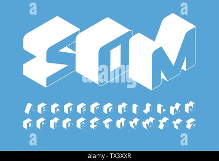 Isometry letters set. 3D isometric simple style vector latin alphabet. Font for infographic, web, banner, logo, monogram and poster. Typography design Stock Vector